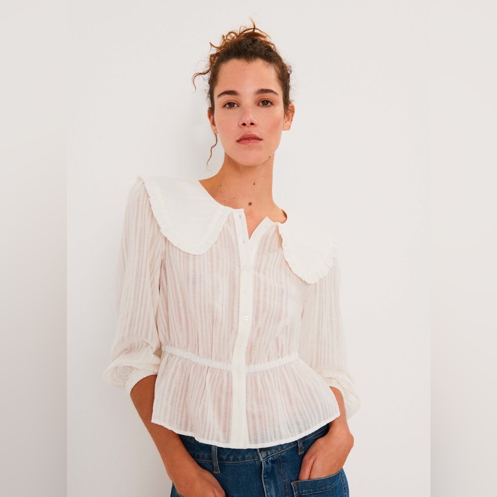 ‼️MOVING SALE‼️ NWT ba&sh Vany Peter Pan Collar Long Sleeve Cotton Blouse